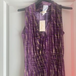 Purple and gold summer evening dress